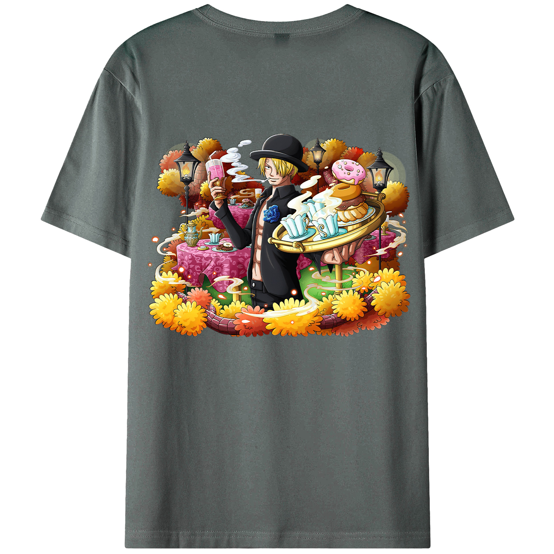 （画像用） ワンピース サンジ ONE PIECE Sanji 綿100％ メンズ半袖Tシャツ（バックプリント） 通気性
